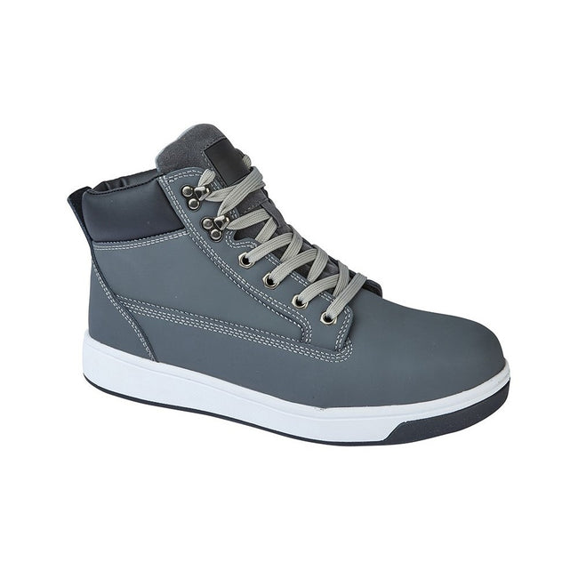 Grey - Front - Grafters Mens Toe Capped Safety Trainer Boots