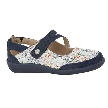 Blue - Side - Boulevard Womens-Ladies E Fit Leather-Suede Shoes