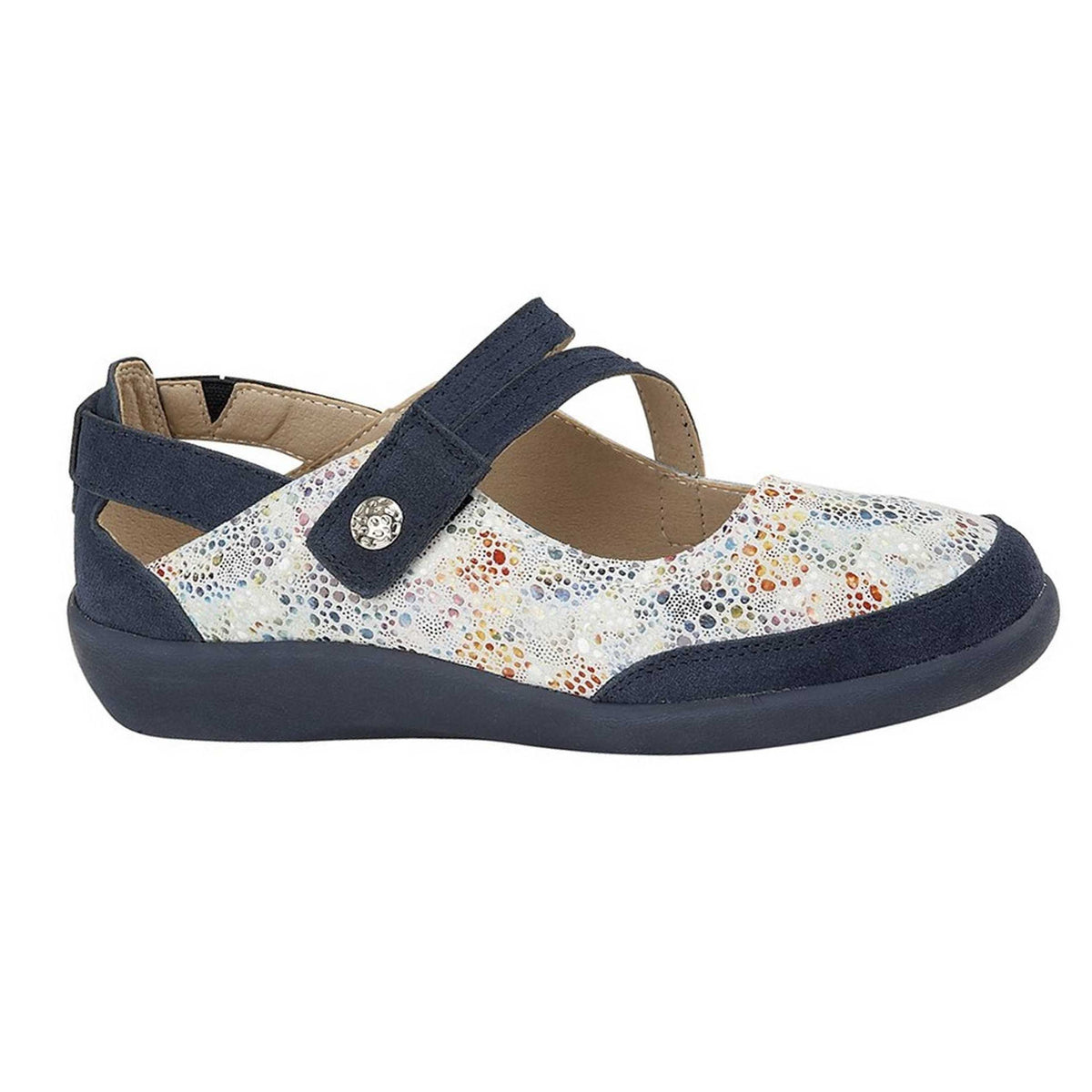 Blue - Side - Boulevard Womens-Ladies E Fit Leather-Suede Shoes