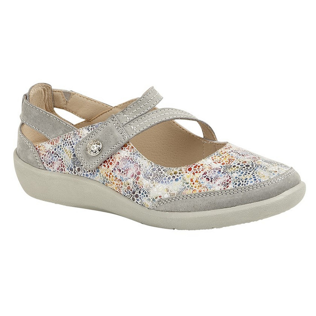 Grey - Front - Boulevard Womens-Ladies E Fit Leather-Suede Shoes