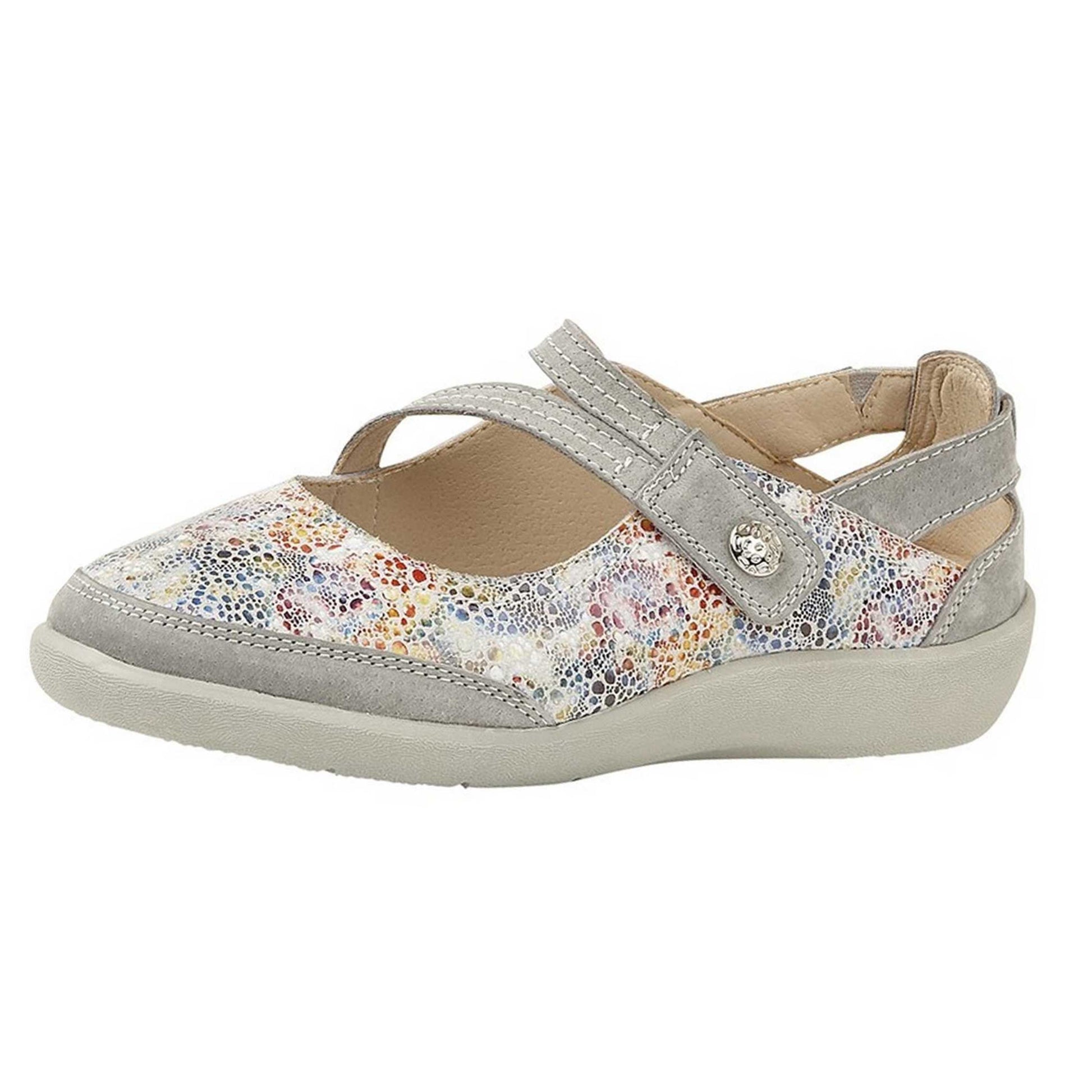 Grey - Back - Boulevard Womens-Ladies E Fit Leather-Suede Shoes