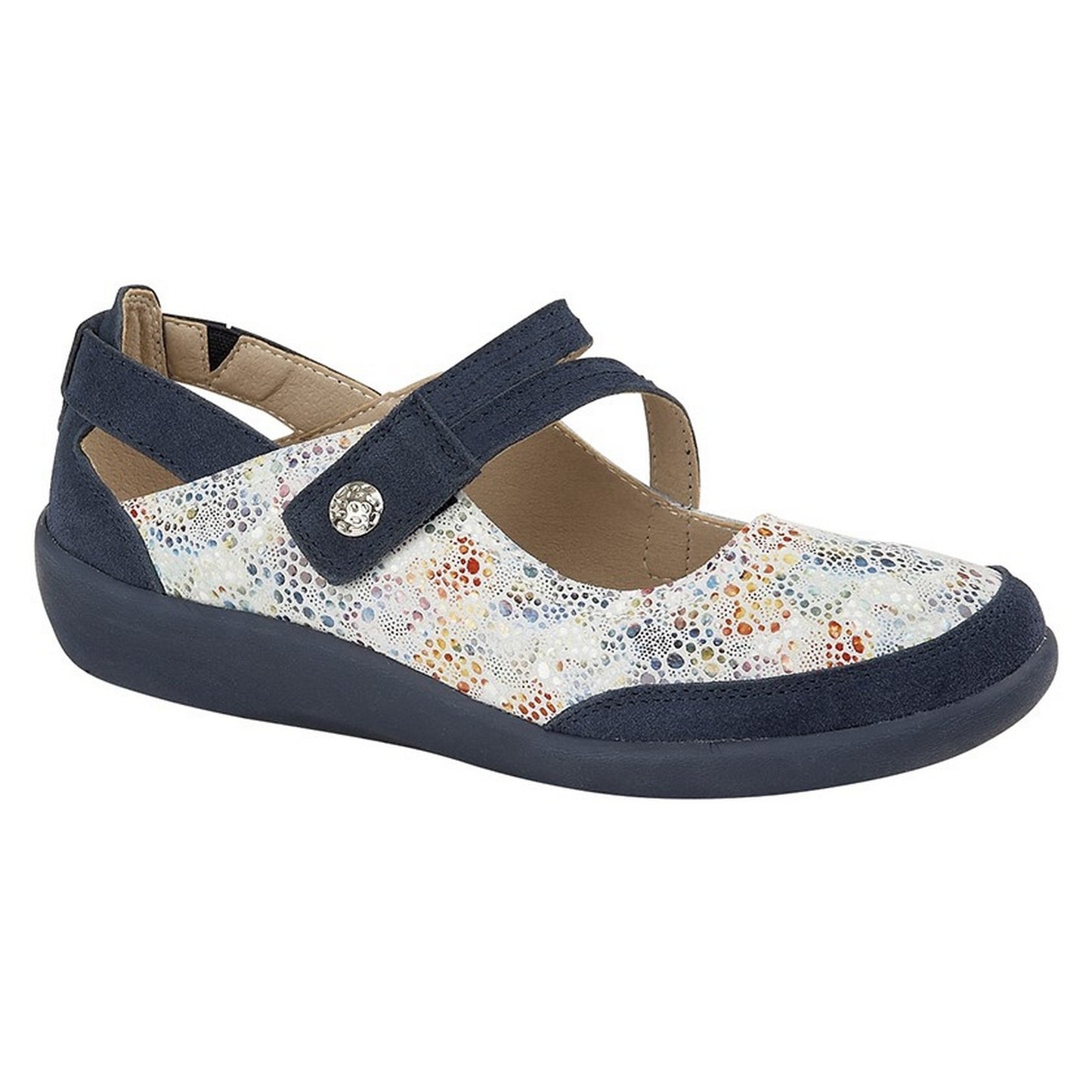 Blue - Front - Boulevard Womens-Ladies E Fit Leather-Suede Shoes