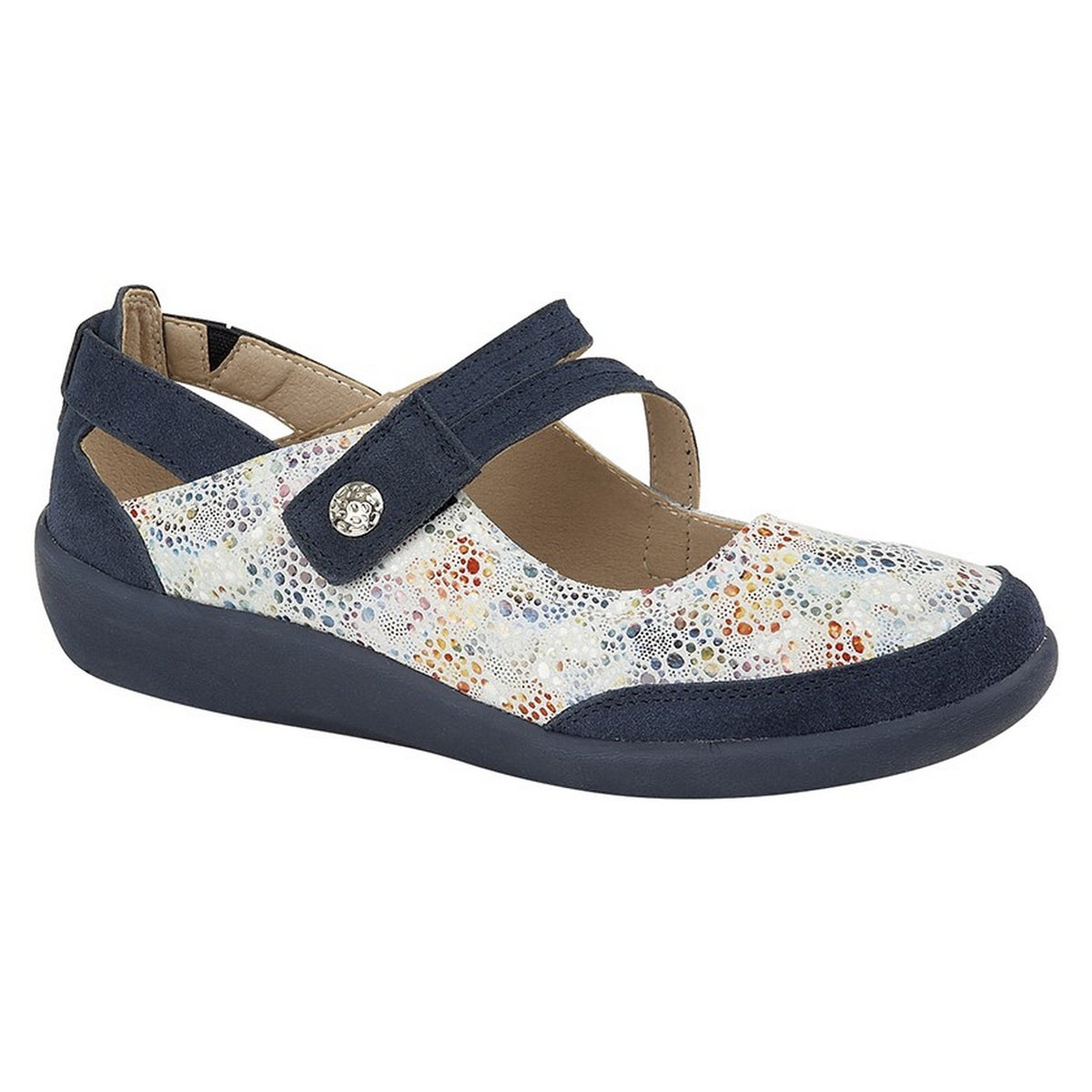 Blue - Front - Boulevard Womens-Ladies E Fit Leather-Suede Shoes