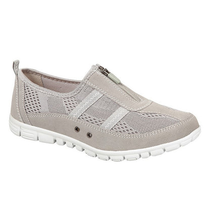 Grey - Front - Boulevard Womens-Ladies Suede-Textile Shoes