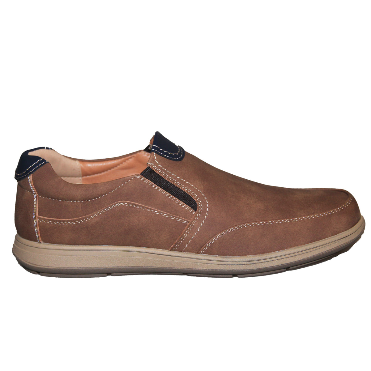 Tan - Side - Scimitar Mens Twin Gusset Casual Shoe