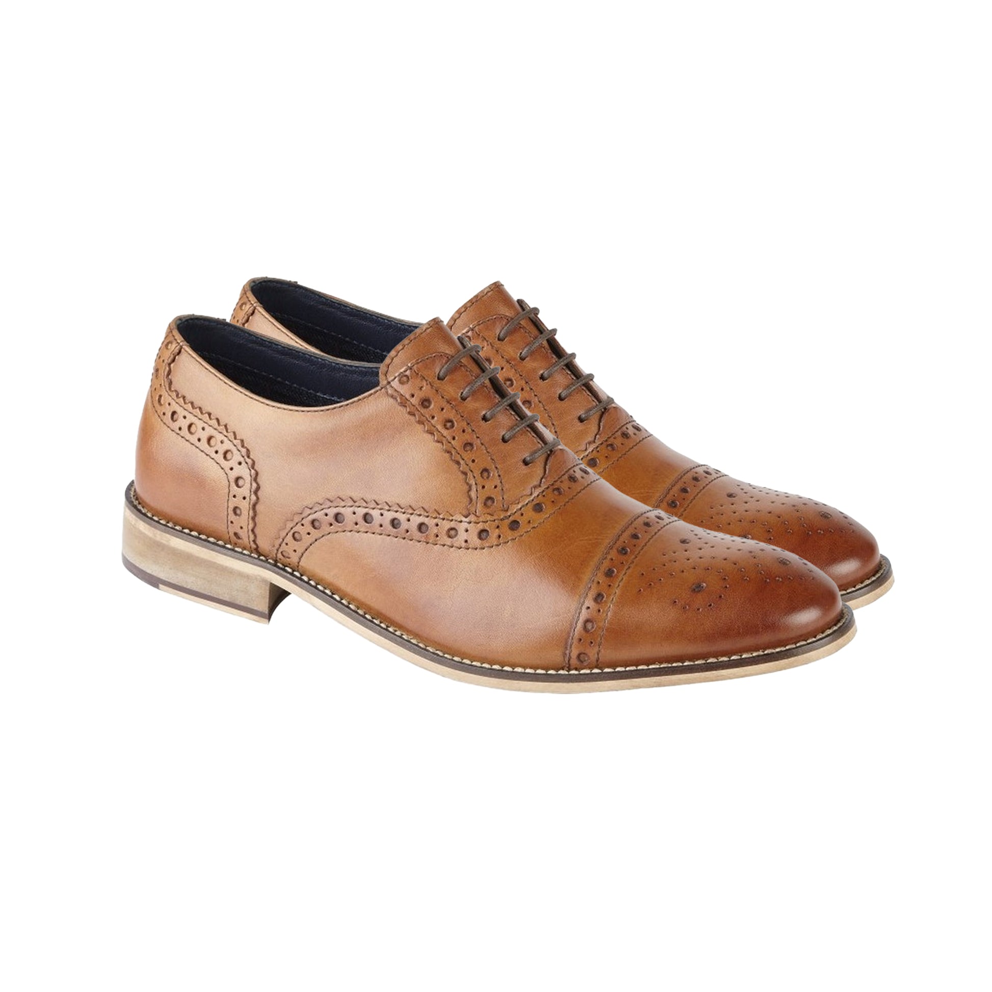 Tan - Back - Roamers Mens Leather Brogue
