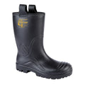 Black - Front - Grafters Mens PVC Waterproof Industrial Safety Rigger Boot