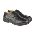 Black - Side - Roamers Mens Leather XXX Extra Wide Touch Fastening Casual Shoe