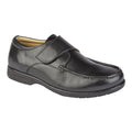 Black - Front - Roamers Mens Leather XXX Extra Wide Touch Fastening Casual Shoe