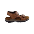 Tan - Back - Roamers Mens Leather Twin Touch Fastening Sandal