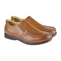 Tan - Back - Roamers Mens Leather XXX Extra Wide Twin Gusset Casual Shoe
