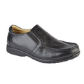 Black - Side - Roamers Mens Leather XXX Extra Wide Twin Gusset Casual Shoe