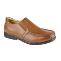 Tan - Front - Roamers Mens Leather XXX Extra Wide Twin Gusset Casual Shoe