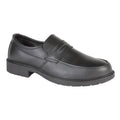 Black - Front - Grafters Mens Uniform-Managers Step In Safety Leather Shoe