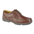 Brown - Front - Roamers Mens Leather Wide Fit 4 Eye Deluxe Casual Shoes