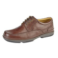 Brown - Back - Roamers Mens Leather Wide Fit 4 Eye Deluxe Casual Shoes
