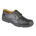 Black - Front - Roamers Mens Leather Wide Fit 4 Eye Deluxe Casual Shoes