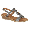 Pewter - Front - Cipriata Womens-Ladies Flower Halterback Wedge Sandals