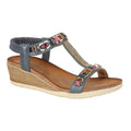 Blue - Front - Cipriata Womens-Ladies Brizia Jeweled Elasticated Halter Back Wedge Sandal