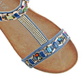 Blue - Pack Shot - Cipriata Womens-Ladies Brizia Jeweled Elasticated Halter Back Wedge Sandal