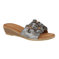 Pewter - Front - Cipriata Womens-Ladies Clio Flower Wedge Mule Sandal