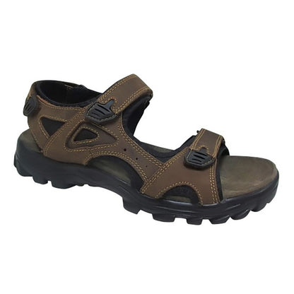 Brown - Front - Roamers Mens Three Point Touch Fastening Sandals