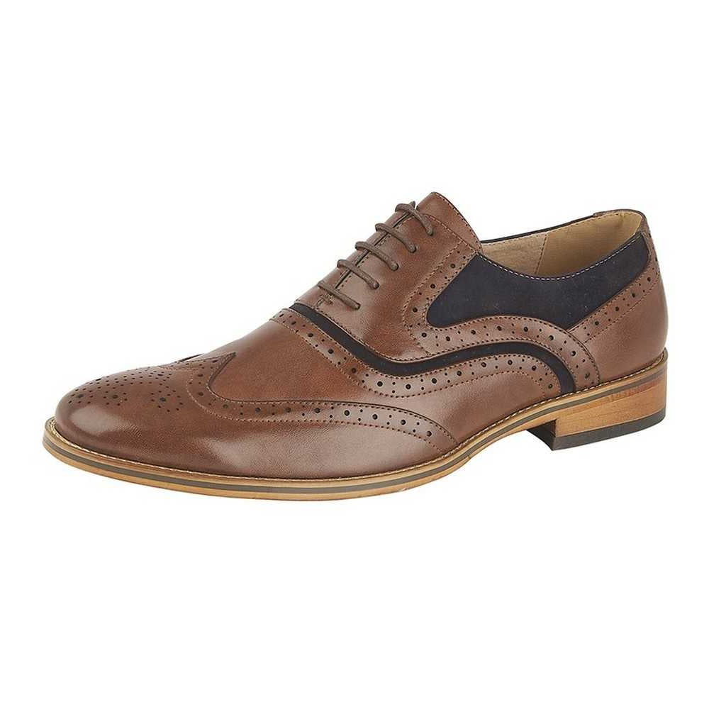 Brown - Back - Goor Mens Brogue Oxford Shoes