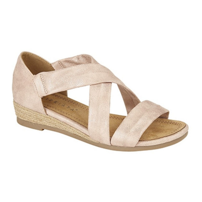 Rose Gold - Front - Cipriata Womens-Ladies Oliva Heel In Stretchy Crossover Bar Sandals