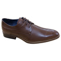 Brown - Front - Goor Mens 3 Eye Pig Leather Gibson Brogue