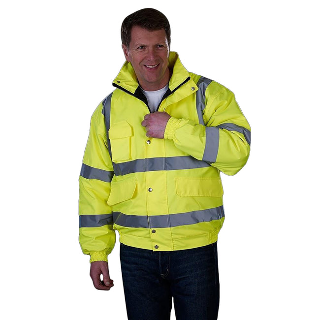Yellow - Front - Grafters Unisex Hi-Visibility Waterproof Bomber Jacket
