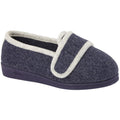 Navy - Front - Comfylux Womens-Ladies Eliza Superwide Touch Fastening Slipper