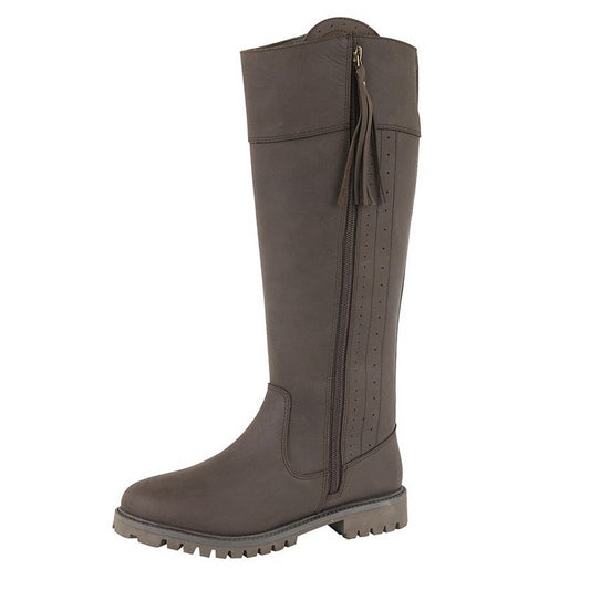 Dark Brown - Front - Woodland Womens-Ladies Bailey Waxy Leather Country Boot