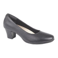 Black - Front - Mod Comfys Womens-Ladies Leather Heel Court Shoes