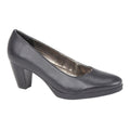 Black - Front - Mod Comfys Womens-Ladies Plain Leather Heel Court Shoes