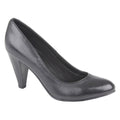 Black - Front - Mod Comfys Womens-Ladies Heel Plain Leather Court Shoes