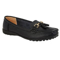 Black - Back - Boulevard Womens-Ladies Action Leather Tassle Loafers