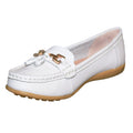 White - Front - Boulevard Womens-Ladies Action Leather Tassle Loafers