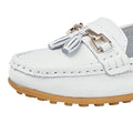 White - Lifestyle - Boulevard Womens-Ladies Action Leather Tassle Loafers