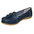 Navy - Front - Boulevard Womens-Ladies Action Leather Tassle Loafers