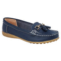 Navy - Back - Boulevard Womens-Ladies Action Leather Tassle Loafers
