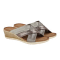 Pewter-Silver-Bronze - Back - Cipriata Womens-Ladies Anella Crossover Wedge Sandals