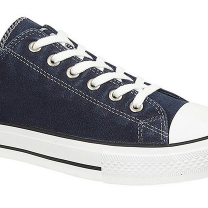 Navy - Back - Dek Mens Canvas Plimsolls