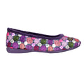 Purple - Back - Sleepers Womens-Ladies Samira Ballerina Slippers