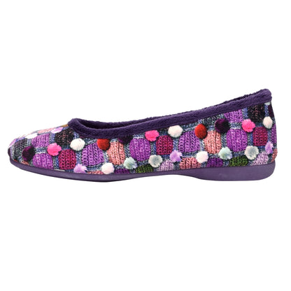 Purple - Side - Sleepers Womens-Ladies Samira Ballerina Slippers