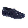 Navy - Front - Sleepers Womens-Ladies Sophie Velour Slippers