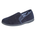 Navy - Front - Sleepers Mens Wilson Velour Slippers