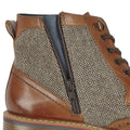 Tan - Back - Roamers Mens Herringbone Leather Ankle Boots