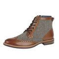 Tan - Side - Roamers Mens Herringbone Leather Ankle Boots