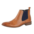 Tan - Back - Roamers Mens Leather Ankle Boots