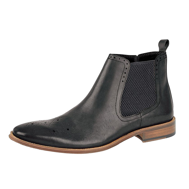 Black - Back - Roamers Mens Leather Ankle Boots